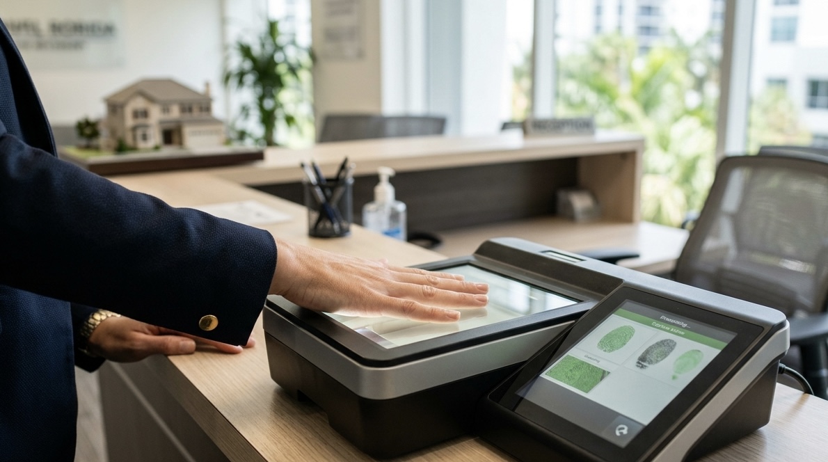 Live Scan fingerprint capture for Boca Raton, Florida